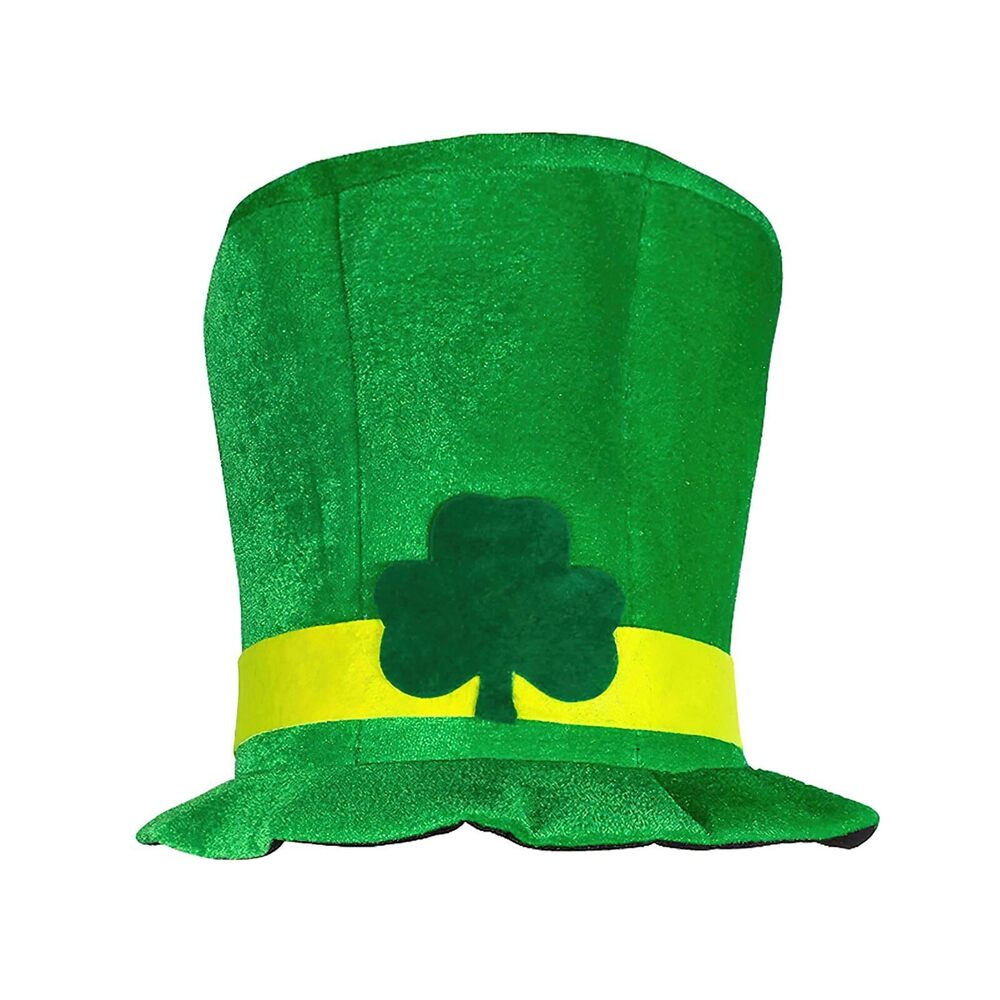3123 St Patrick's Day Hats Green Velvet Shamrock Top Hat St. Patrick Party